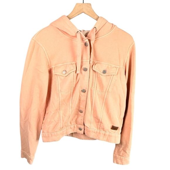 Roxy Peachy Orange Knit Hooded Jacket - Picture 1 of 6